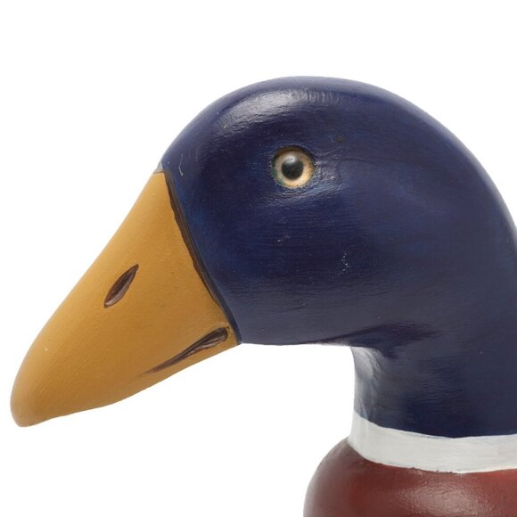Vintage Wooden Mallard Duck Decoy Bird Handmade 90s Waterfowl Nature Blue Green - Picture 2 of 10